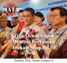 Tiga ASN di Copot Menteri Pertanian Terkait Suap Rp.10 M
