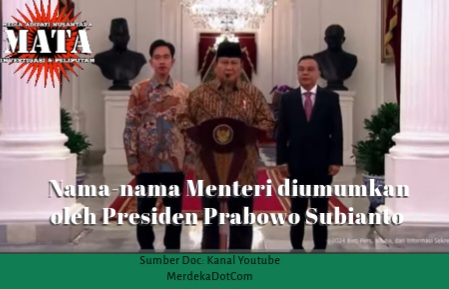 Nama-nama Menteri diumumkan oleh Presiden Prabowo Subianto