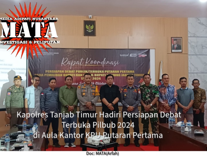 Kapolres Tanjab Timur Hadiri Persiapan Debat Terbuka Pilbub 2024 di Aula Kantor KPU Putaran Pertama