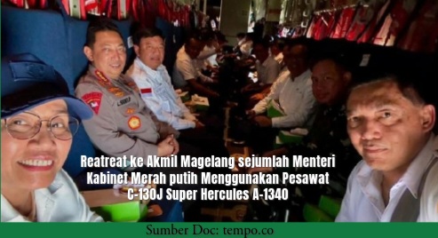 Reatreat ke Akmil Magelang sejumlah Menteri Kabinet Merah putih Menggunakan Pesawat C-130J Super Hercules A-1340