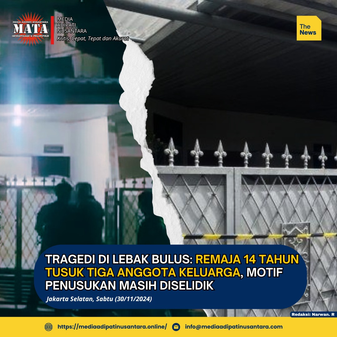 Tragedi di Lebak Bulus: Remaja 14 Tahun Tusuk Tiga Anggota Keluarga, Motif Penusukan Masih Diselidiki
