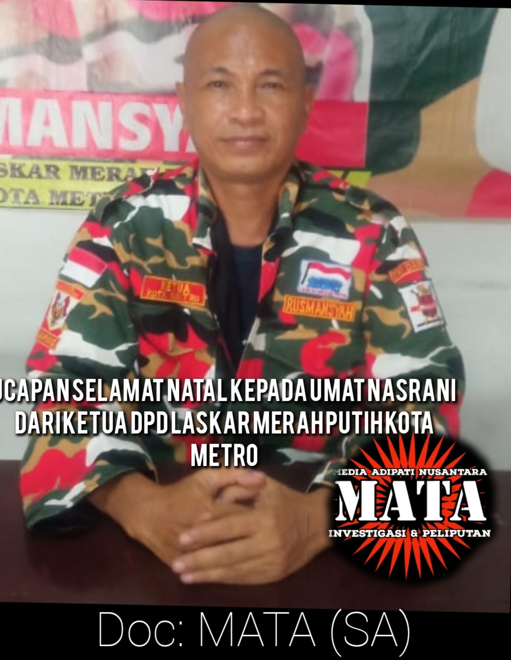 Ucapan Selamat Natal Kepada Umat Nasrani Dari Ketua DPD Laskar Merah Putih Kota Metro