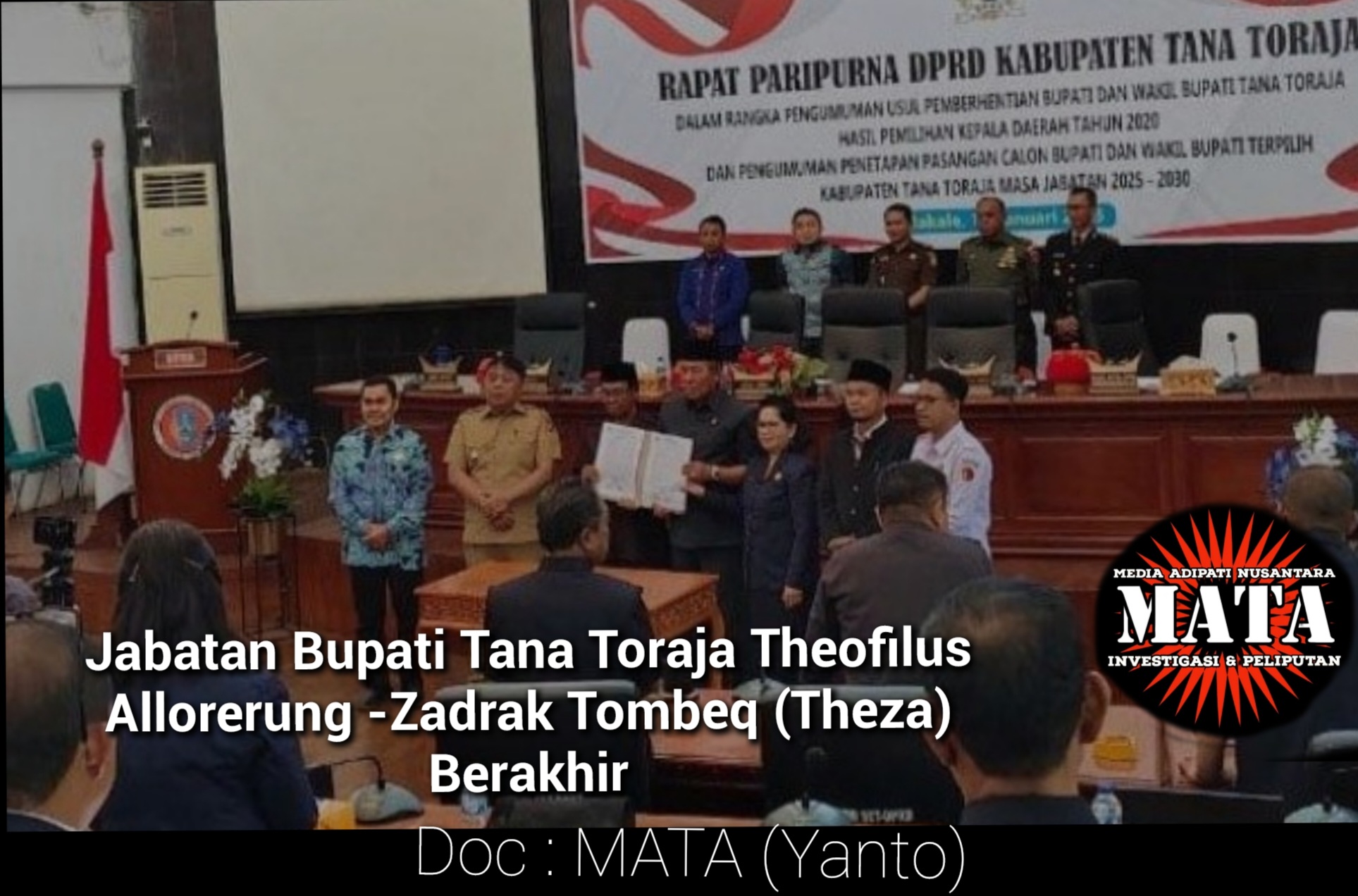 Jabatan Bupati Tana Toraja Theofilus Allorerung -Zadrak Tombeq (Theza) Berakhir