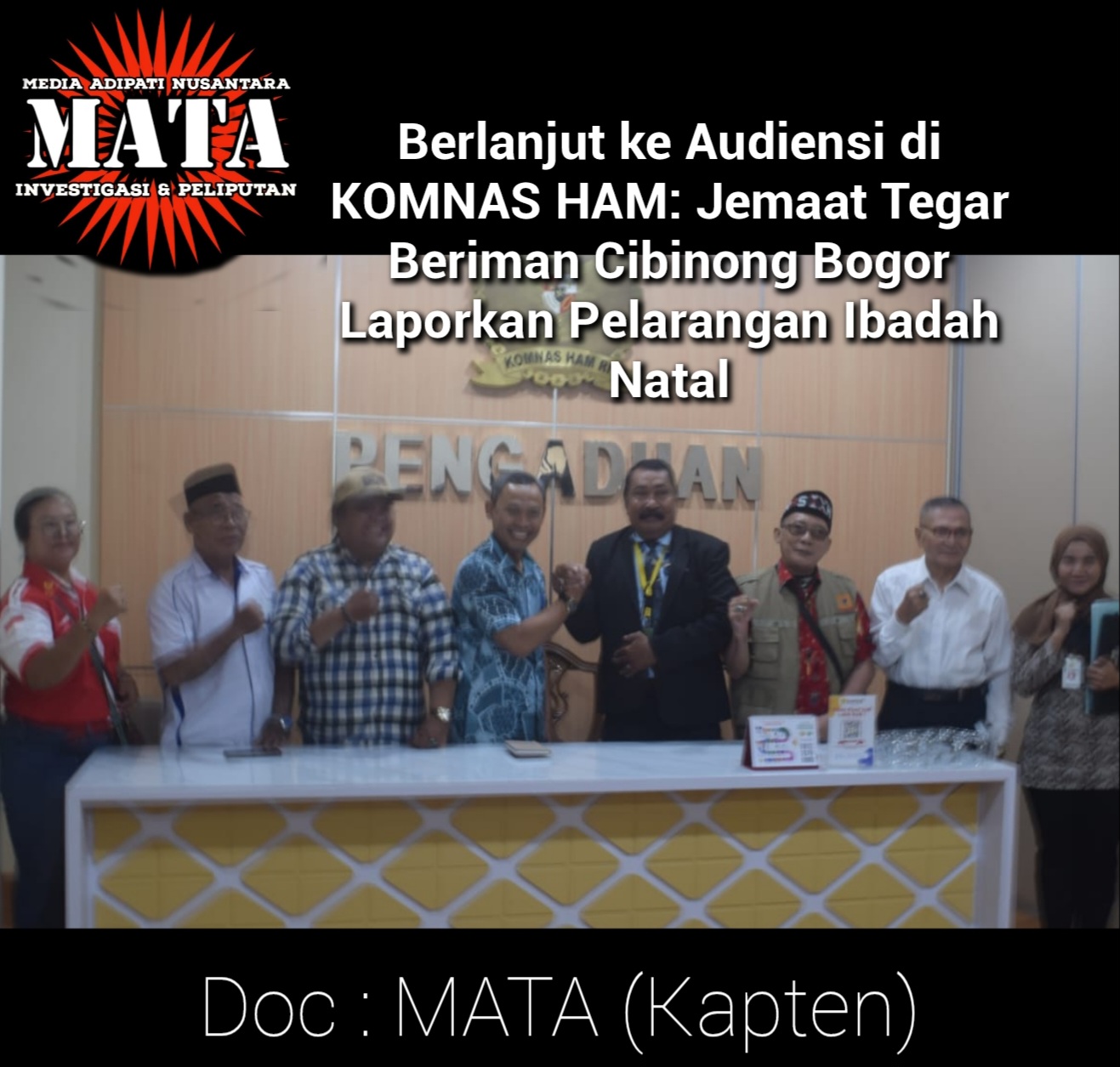 Berlanjut ke Audiensi di KOMNAS HAM: Jemaat Tegar Beriman Cibinong Bogor Laporkan Pelarangan Ibadah Natal