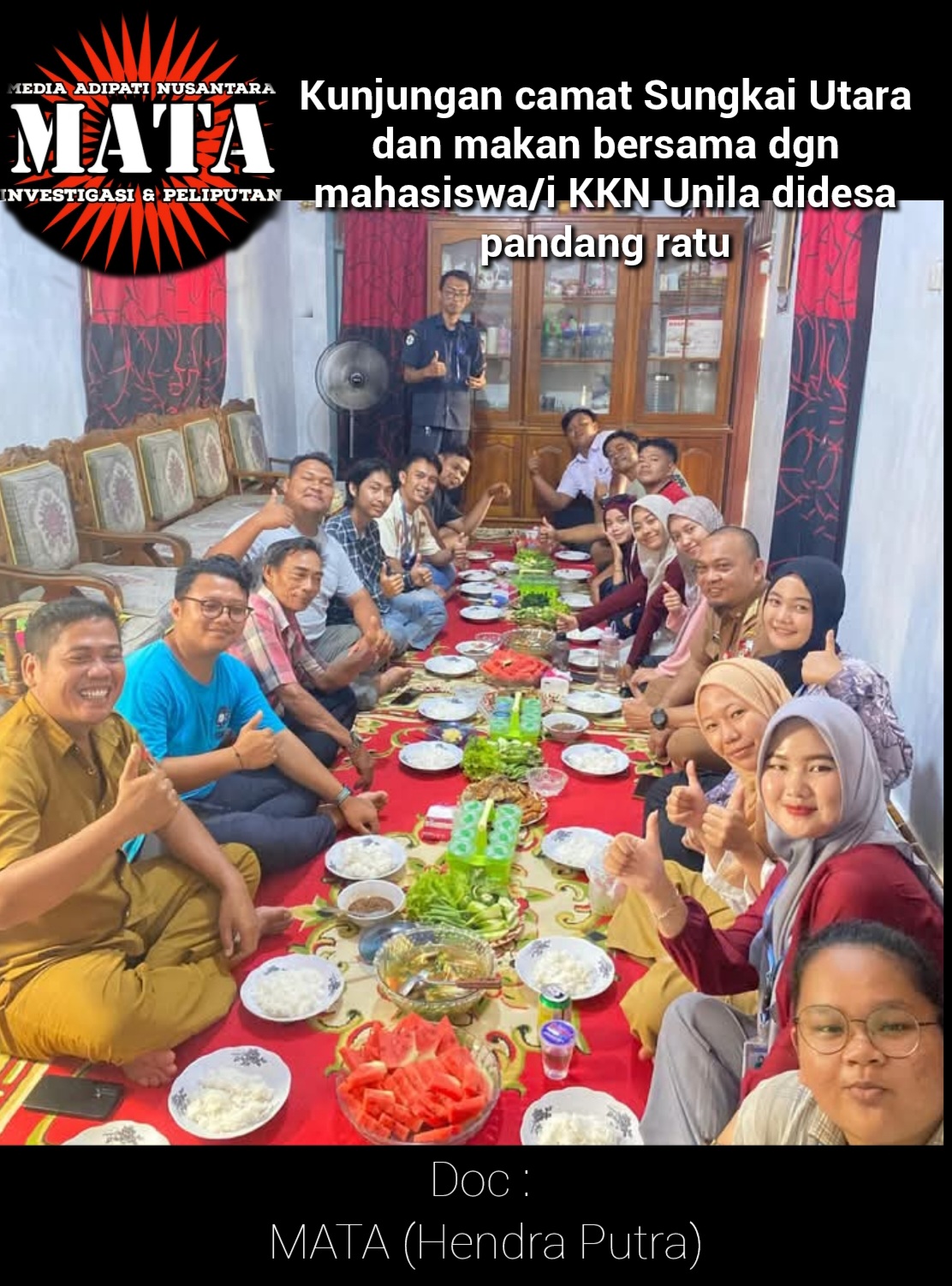 Kunjungan camat Sungkai Utara dan makan bersama dgn mahasiswa/i KKN Unila didesa pandang ratu