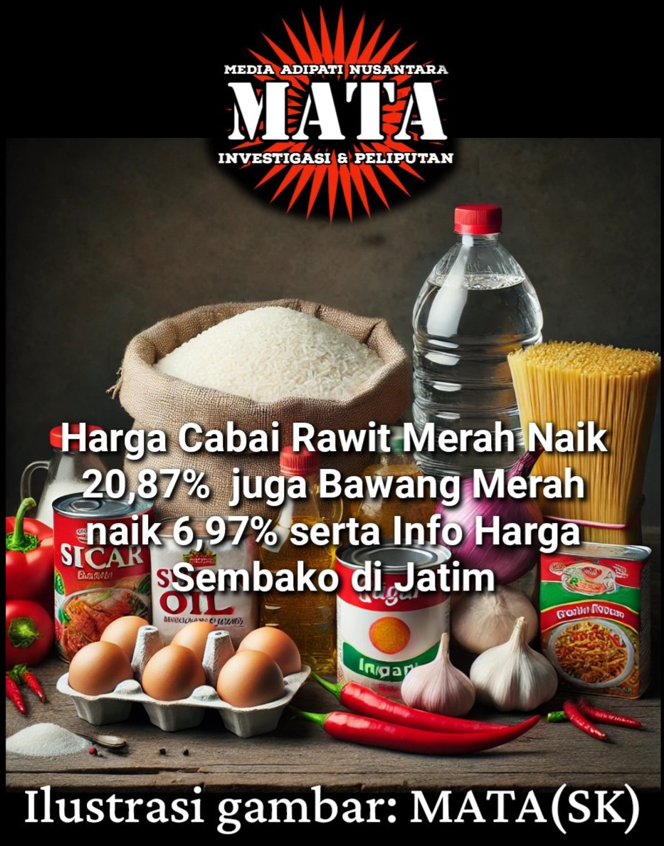 Harga Cabai Rawit Merah Naik 20,87%  juga Bawang Merah naik 6,97% serta Info Harga Sembako di Jatim