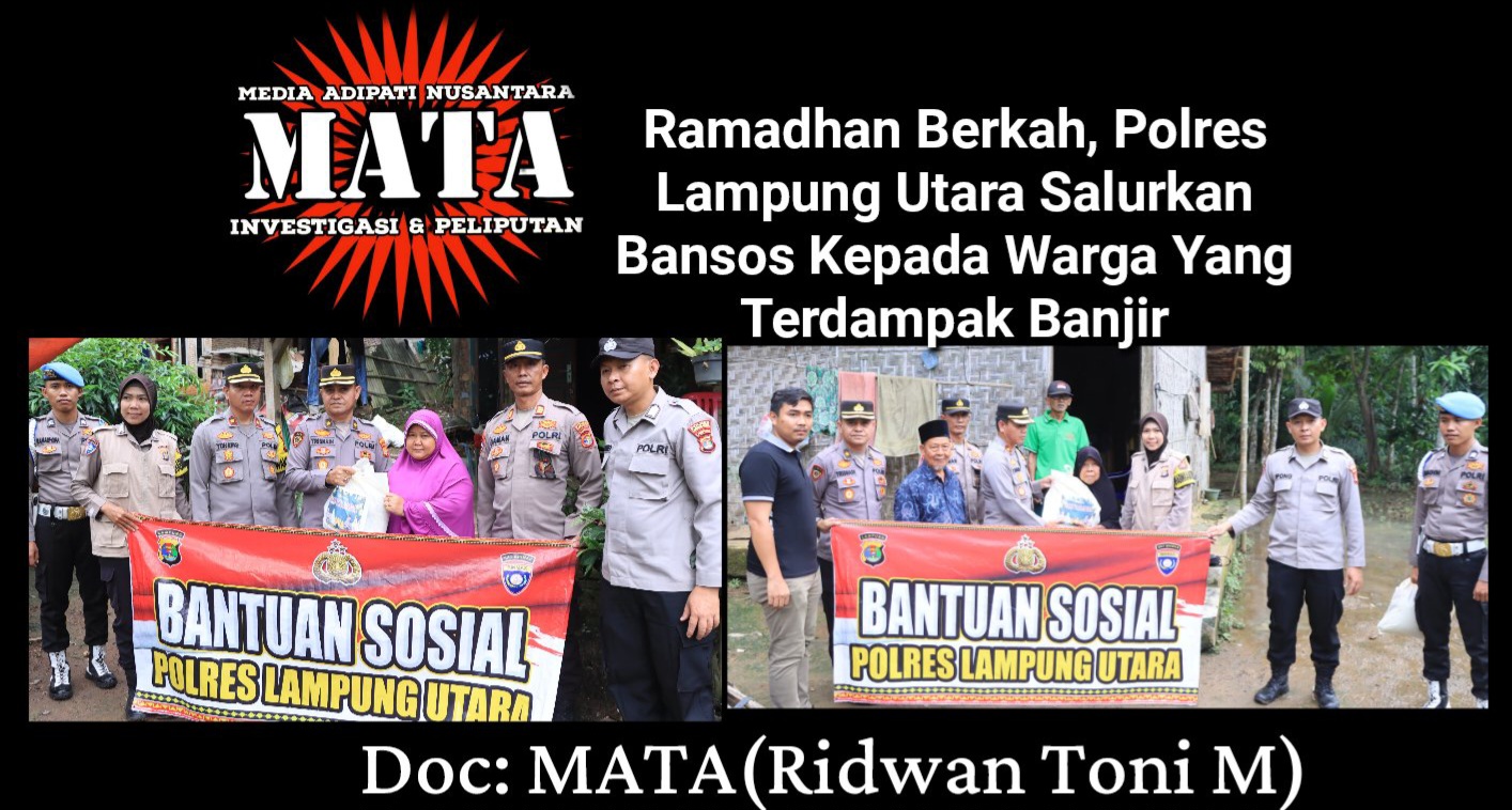 Ramadhan Berkah, Polres Lampung Utara Salurkan Bansos Kepada Warga Yang Terdampak Banjir