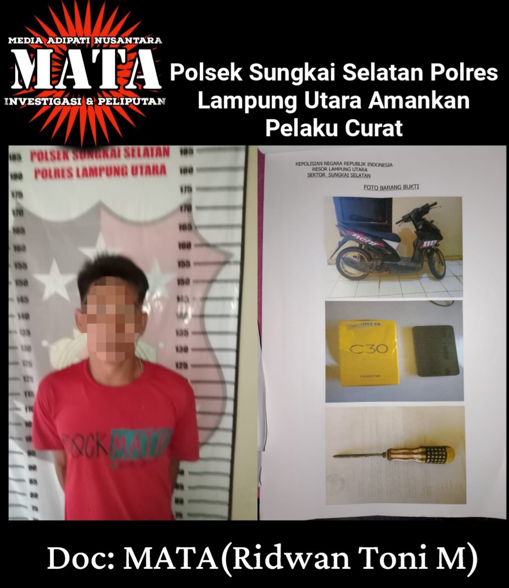 Polsek Sungkai Selatan Polres Lampung Utara Amankan Pelaku Curat
