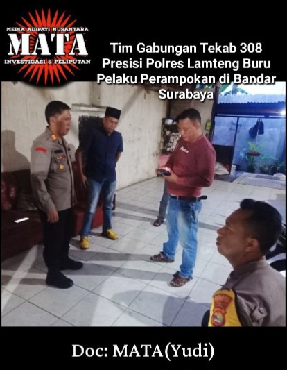 Tim Gabungan Tekab 308 Presisi Polres Lamteng Buru Pelaku Perampokan di Bandar Surabaya