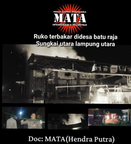 Ruko terbakar didesa batu raja Sungkai utara lampung utara