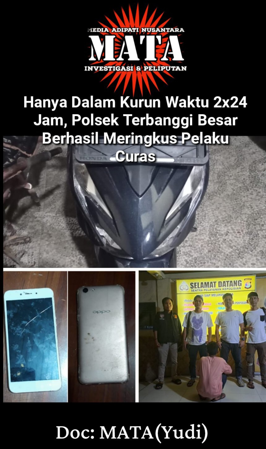 Hanya Dalam Kurun Waktu 2×24 Jam, Polsek Terbanggi Besar Berhasil Meringkus Pelaku Curas
