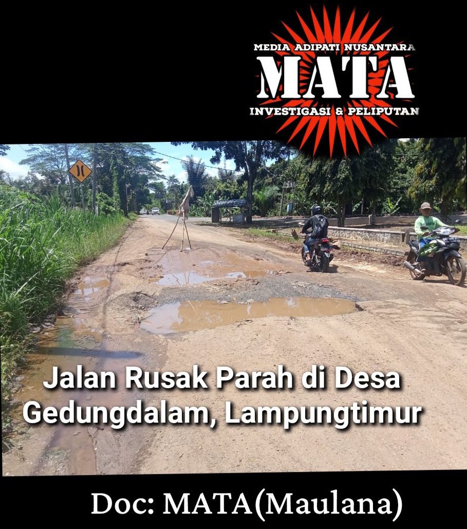 Jalan Rusak Parah di Desa Gedungdalam, Lampungtimur