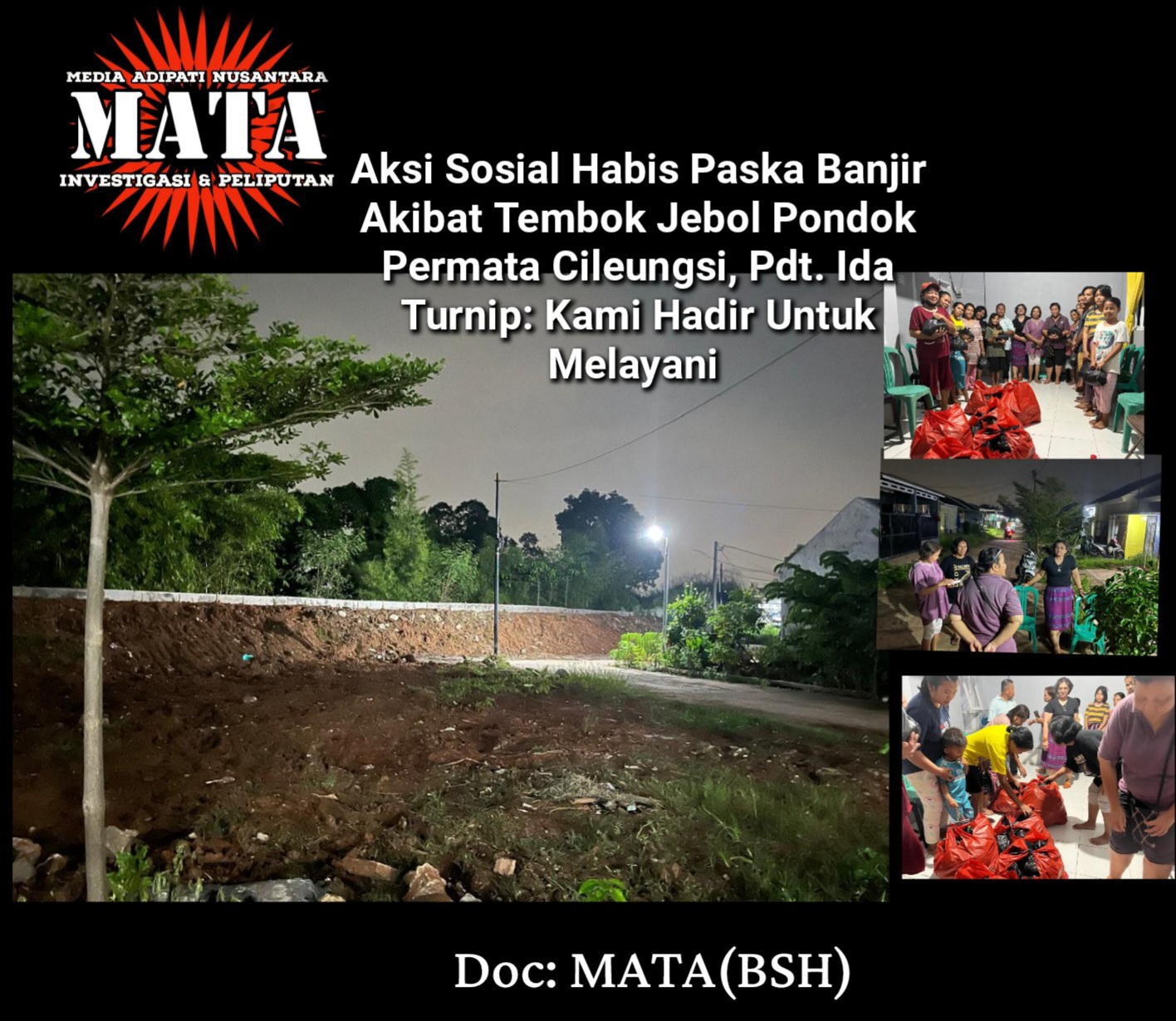 Aksi Sosial Habis Paska Banjir Akibat Tembok Jebol Pondok Permata Cileungsi, Pdt. Ida Turnip: Kami Hadir Untuk Melayani