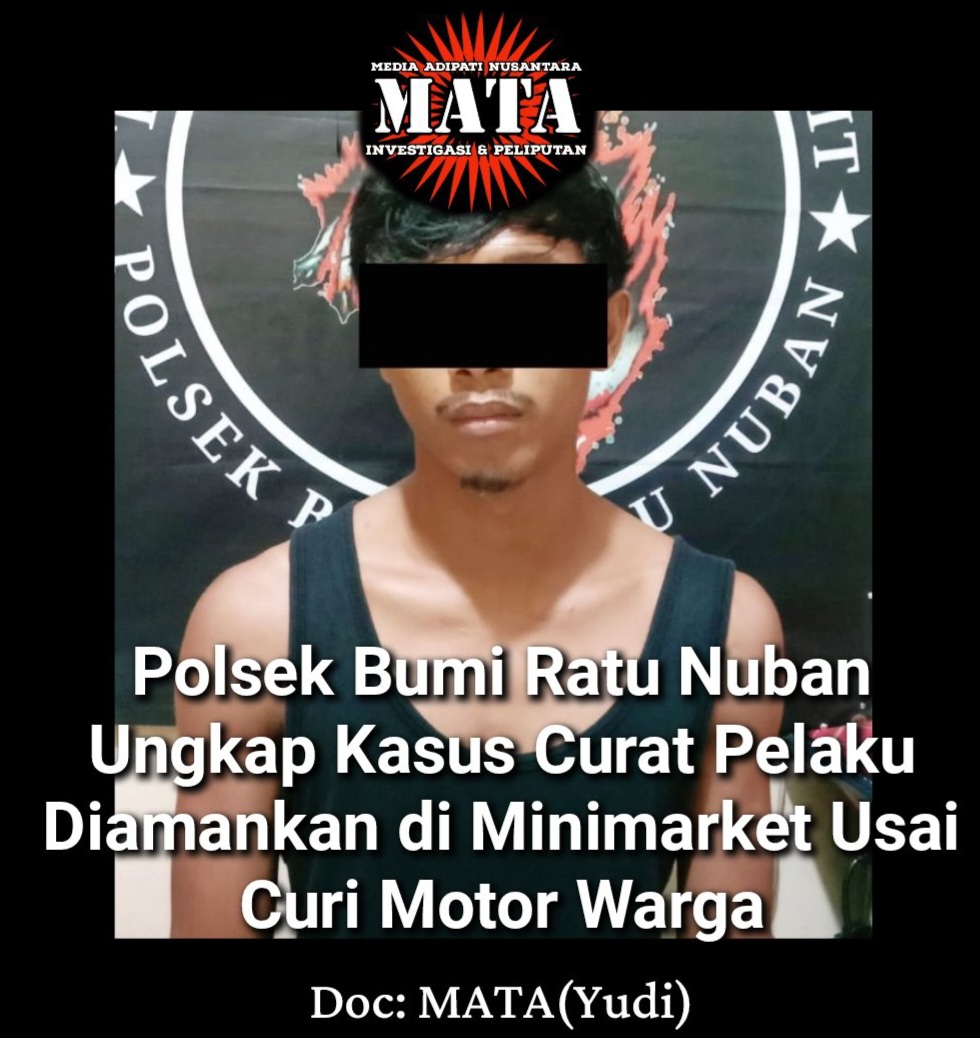 Polsek Bumi Ratu Nuban Ungkap Kasus Curat Pelaku Diamankan di Minimarket Usai Curi Motor Warga