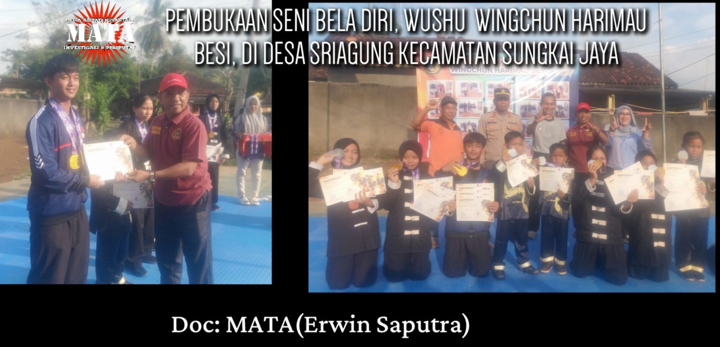 PEMBUKAAN SENI BELA DIRI, WUSHU  WINGCHUN HARIMAU BESI, DI DESA SRIAGUNG KECAMATAN SUNGKAI JAYA