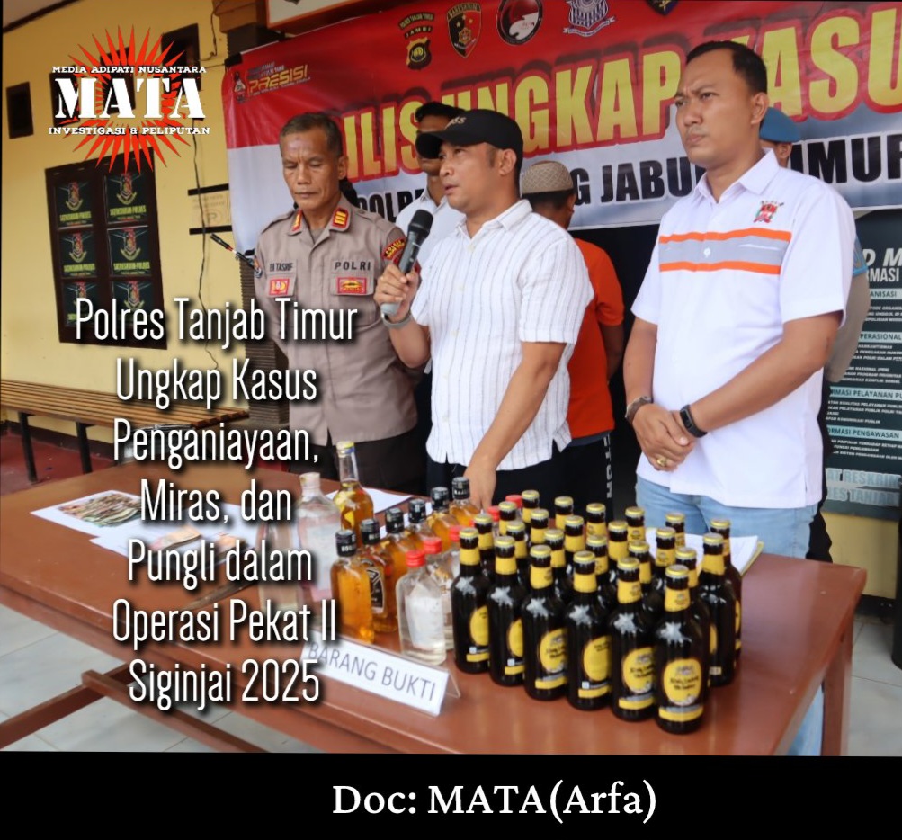Polres Tanjab Timur Ungkap Kasus Penganiayaan, Miras, dan Pungli dalam Operasi Pekat II Siginjai 2025