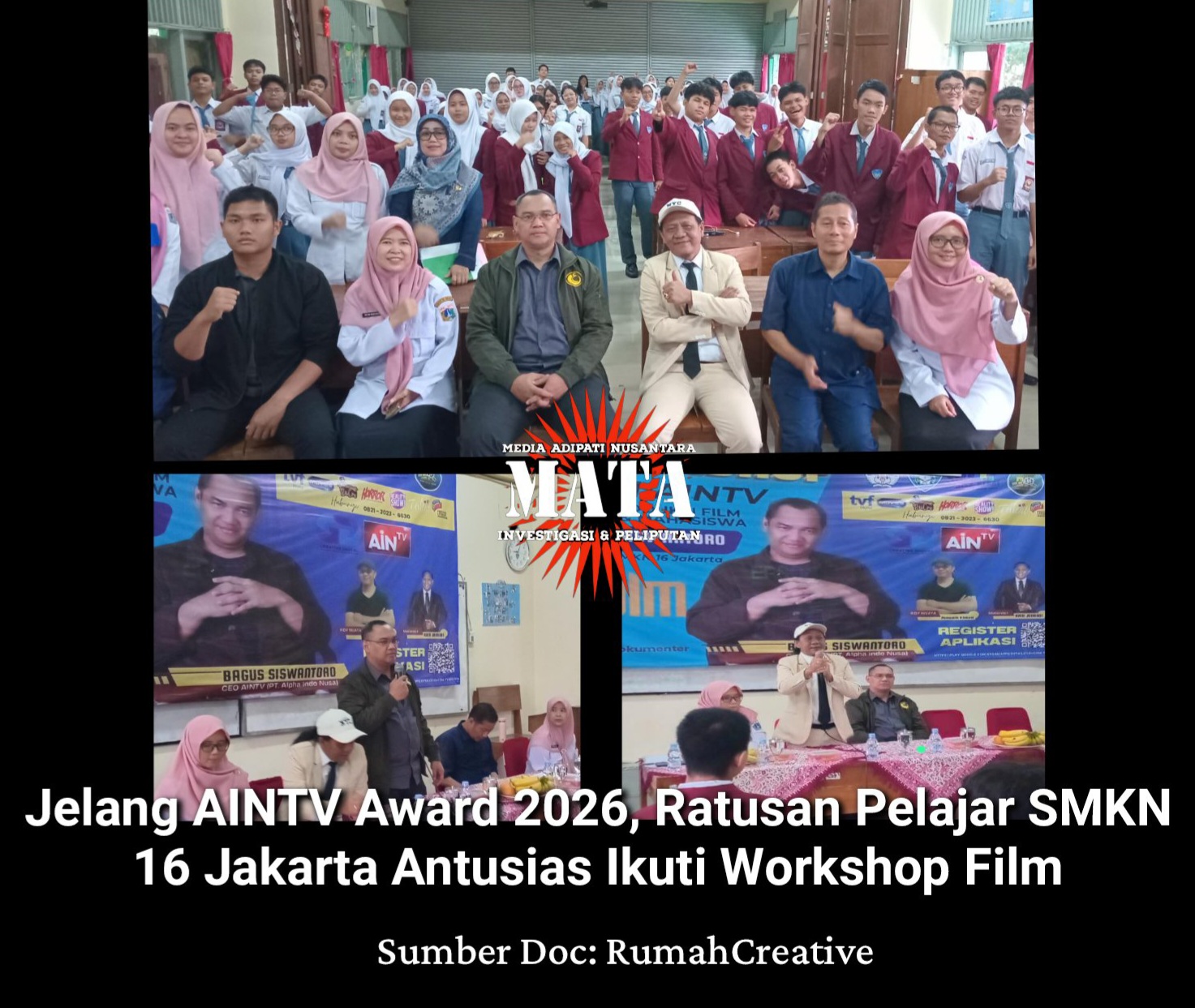 Jelang AINTV Award 2026, Ratusan Pelajar SMKN 16 Jakarta Antusias Ikuti Workshop Film