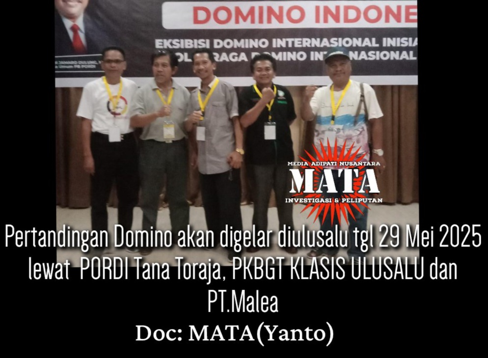 Pertandingan Domino akan digelar diulusalu tgl 29 Mei 2025 lewat  PORDI Tana Toraja, PKBGT KLASIS ULUSALU dan PT.Malea
