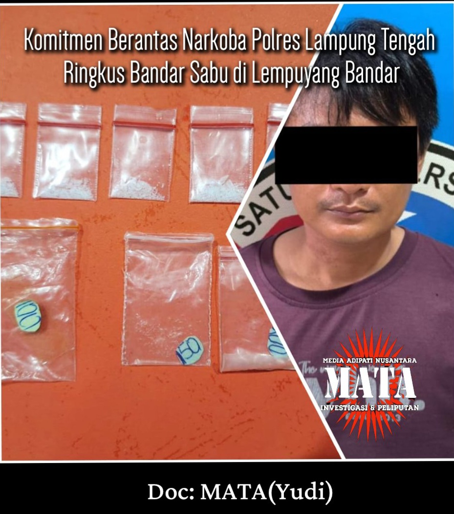 Komitmen Berantas Narkoba Polres Lampung Tengah Ringkus Bandar Sabu di Lempuyang Bandar