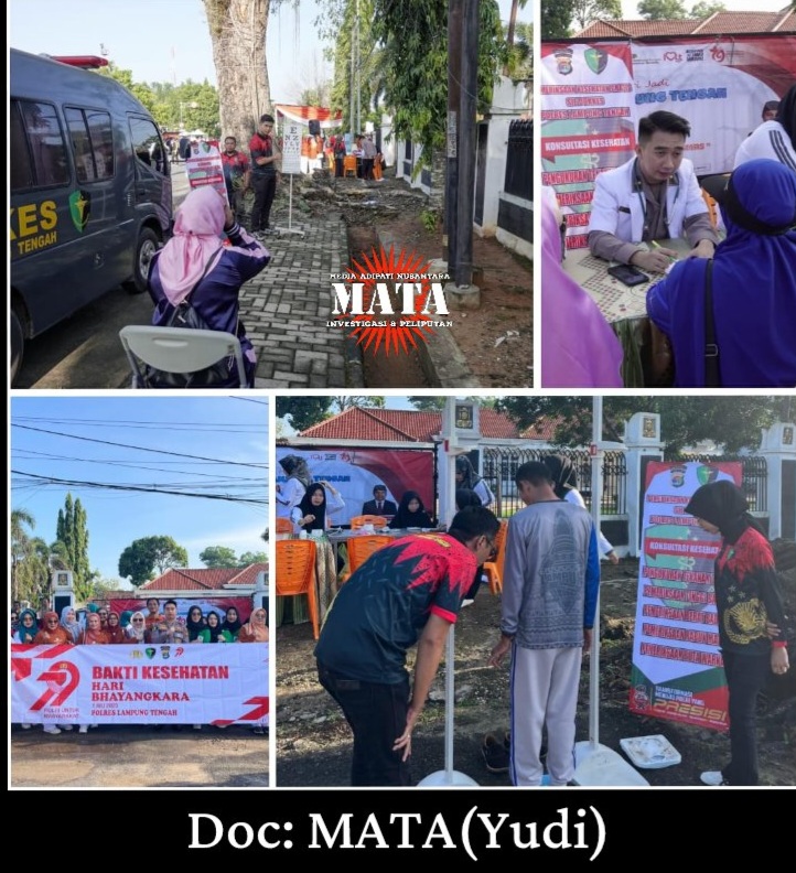 Polres Lampung Tengah Gelar Bakti Kesehatan Dalam Rangka Menyambut Hari Bhayangkara ke-79