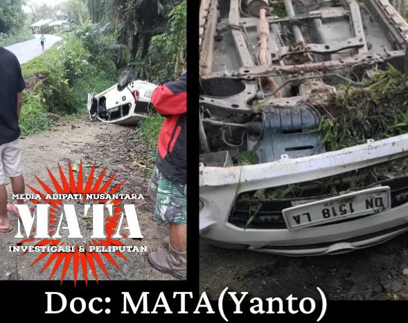 Akibat mengantuk,mobil terbalik di poros bittuang ulusalu