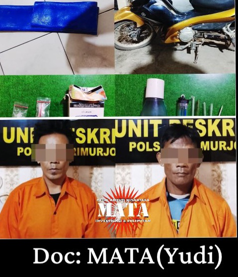 Miliki Sabu, Tekab 308 Polsek Trimurjo Amankan Dua Pria Saat Patroli Hunting