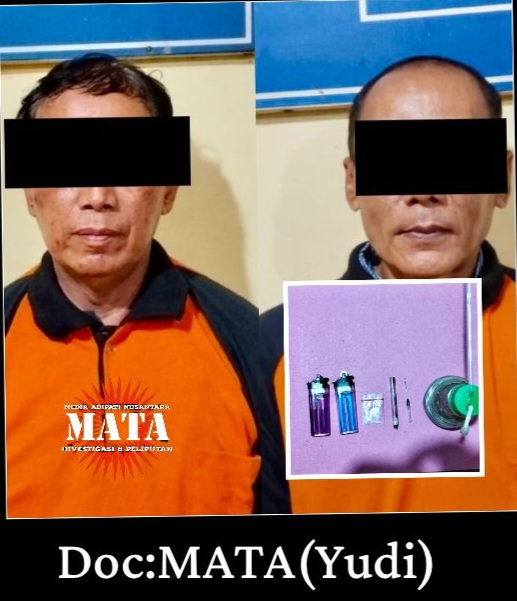 Komitmen Berantas Narkoba, Polsek Padang Ratu Amankan Dua Pria Paruh Baya Saat Asik Konsumsi Sabu