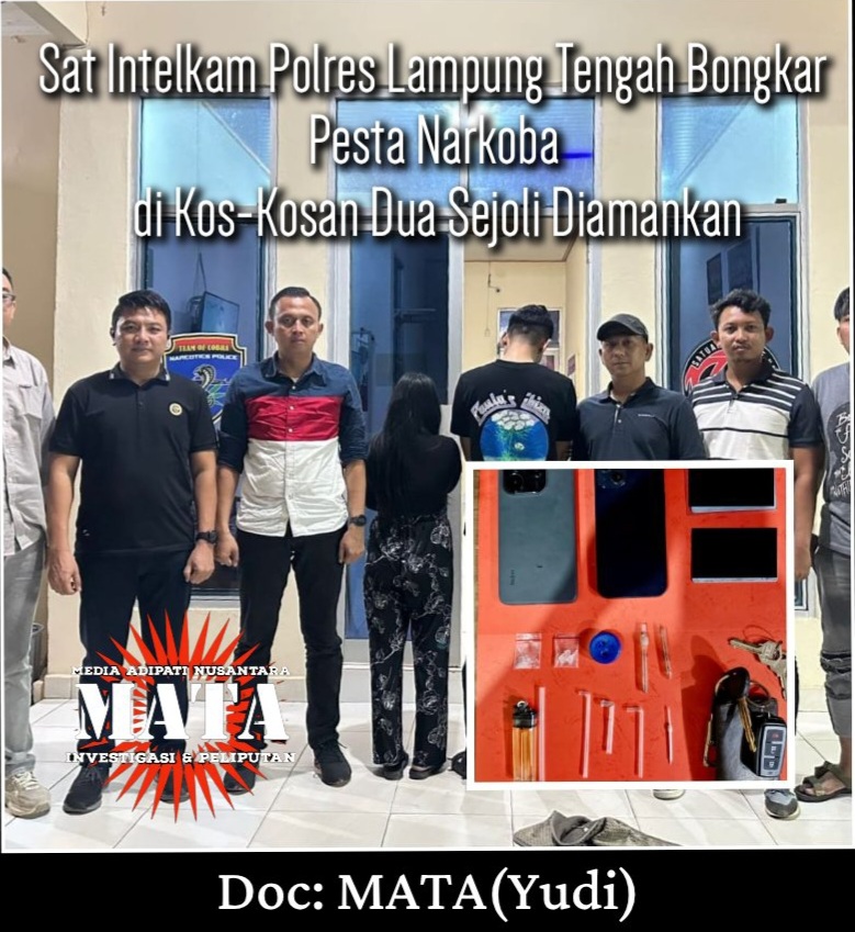 Sat Intelkam Polres Lampung Tengah Bongkar Pesta Narkoba di Kos-Kosan Dua Sejoli Diamankan