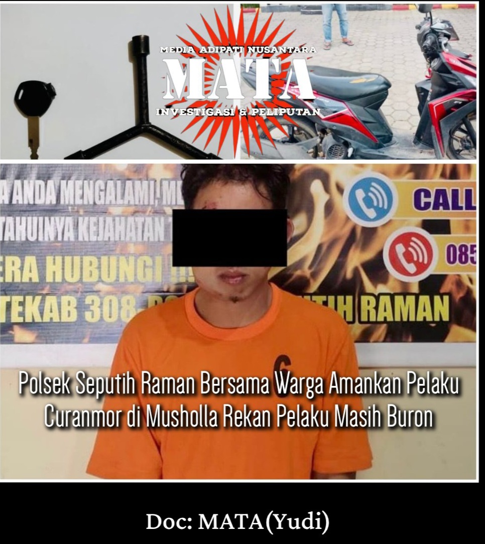 Polsek Seputih Raman Bersama Warga Amankan Pelaku Curanmor di Musholla Rekan Pelaku Masih Buron
