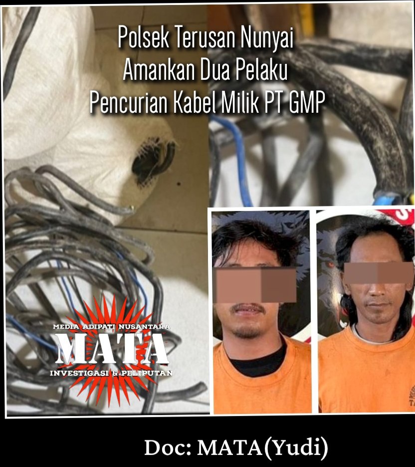Polsek Terusan Nunyai Amankan Dua Pelaku Pencurian Kabel Milik PT GMP
