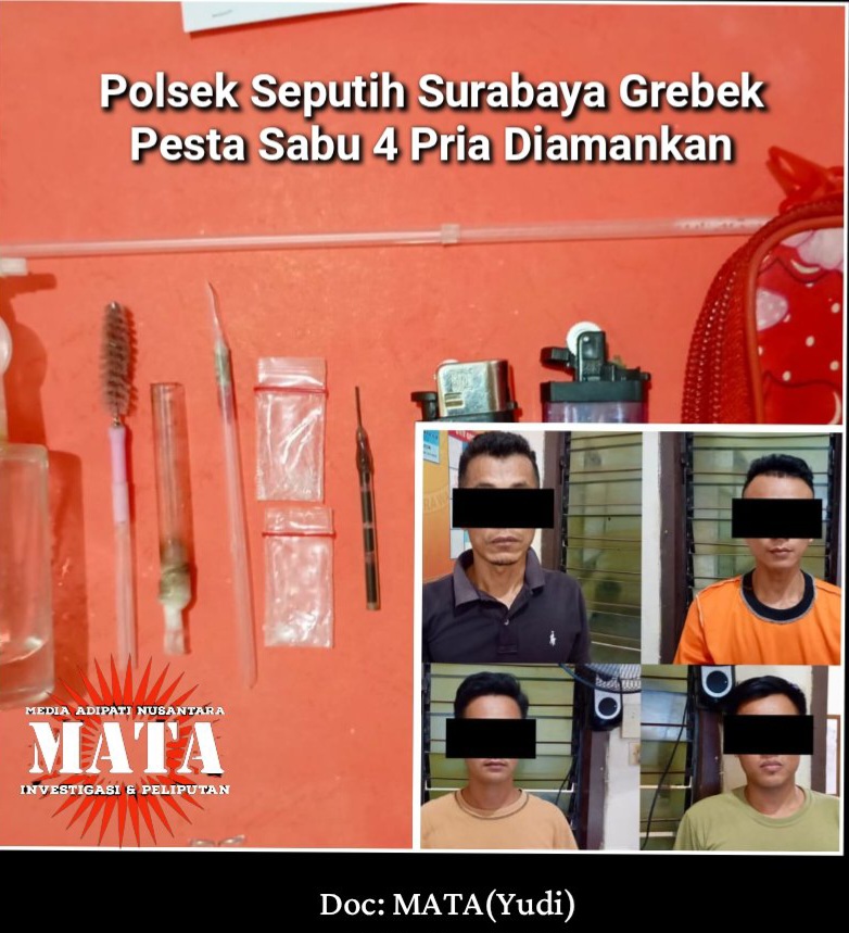 Polsek Seputih Surabaya Grebek Pesta Sabu 4 Pria Diamankan
