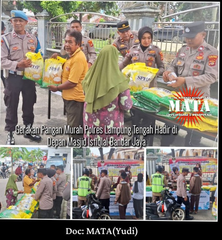 Gerakan Pangan Murah Polres Lampung Tengah Hadir di Depan Masjid Istiqlal Bandar Jaya