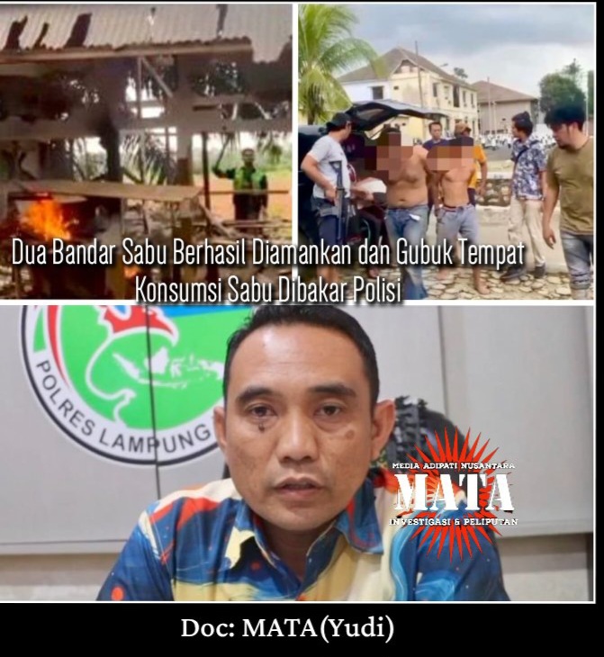 Dua Bandar Sabu Berhasil Diamankan dan Gubuk Tempat Konsumsi Sabu Dibakar Polisi