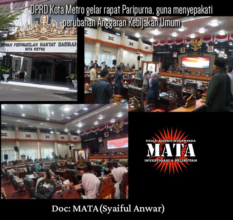 DPRD Kota Metro gelar rapat Paripurna, guna menyepakati perubahan Anggaran Kebijakan Umum