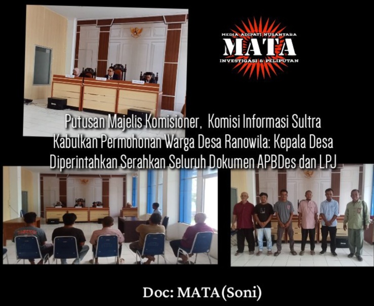 Putusan Majelis Komisioner, Komisi Informasi Sultra Kabulkan Permohonan Warga Desa Ranowila: Kepala Desa Diperintahkan Serahkan Seluruh Dokumen APBDes dan LPJ