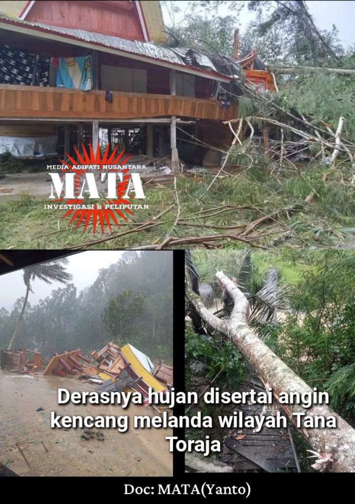Derasnya hujan disertai angin kencang melanda wilayah Tana Toraja