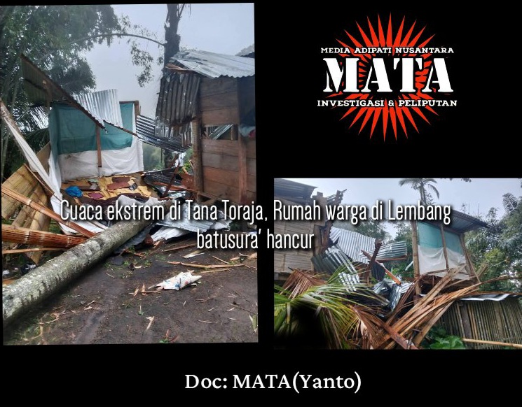 Cuaca ekstrem di Tana Toraja, Rumah warga di Lembang batusura’ hancur