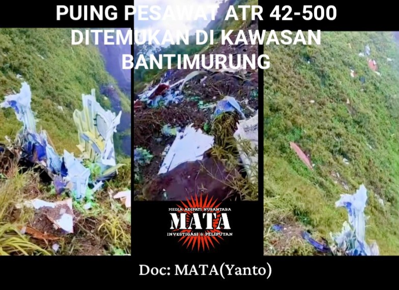 PUING PESAWAT ATR 42-500 DITEMUKAN DI KAWASAN BANTIMURUNG