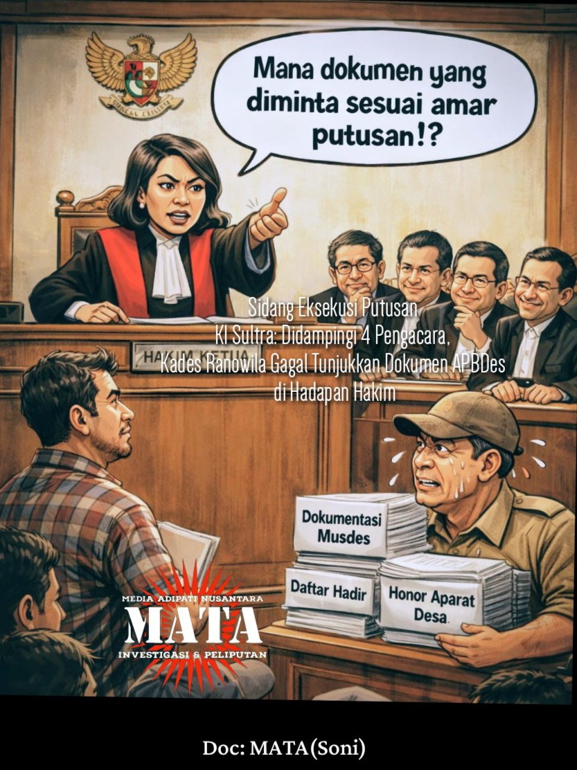 Sidang Eksekusi Putusan KI Sultra: Didampingi 4 Pengacara, Kades Ranowila Gagal Tunjukkan Dokumen APBDes di Hadapan Hakim