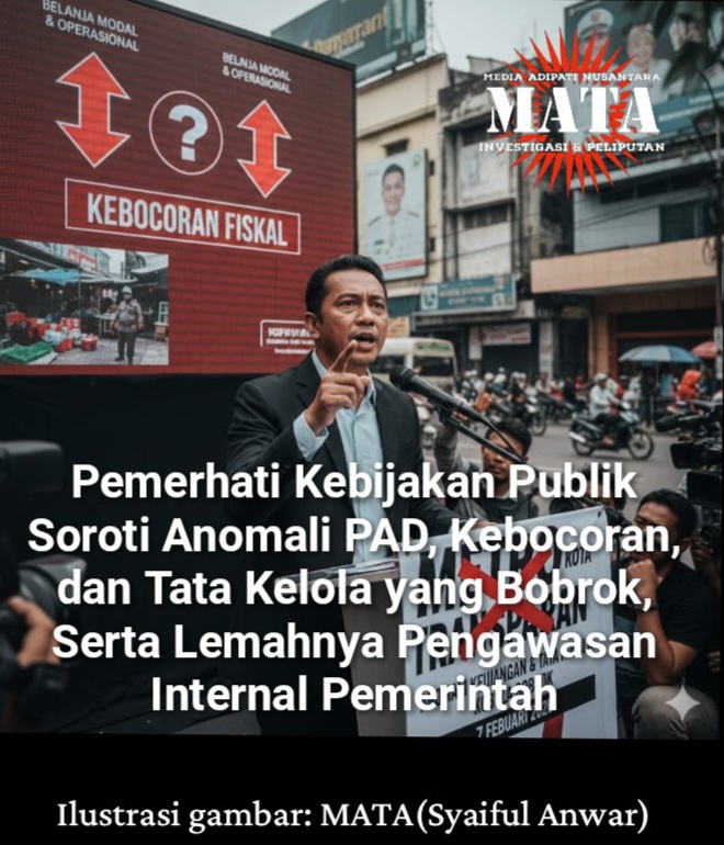 Pemerhati Kebijakan Publik Soroti Anomali PAD, Kebocoran, dan Tata Kelola yang Bobrok, Serta Lemahnya Pengawasan Internal Pemerintah