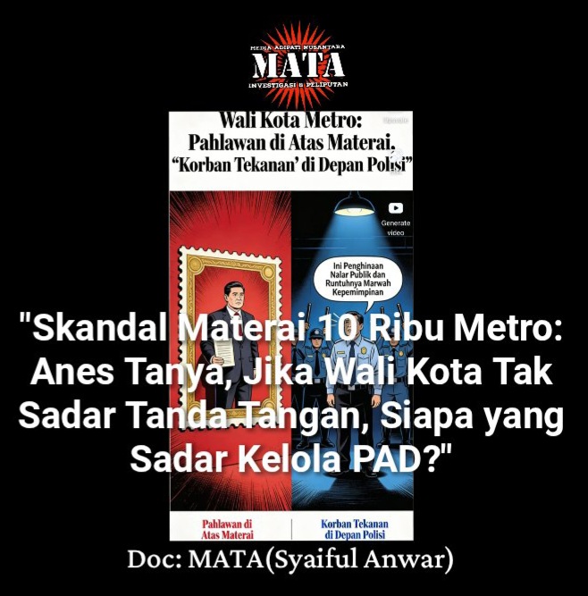 “Skandal Materai 10 Ribu Metro: Anes Tanya, Jika Wali Kota Tak Sadar Tanda Tangan, Siapa yang Sadar Kelola PAD?”