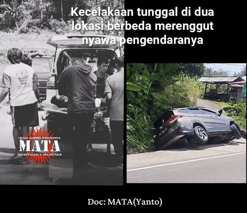 Kecelakaan tunggal di dua lokasi berbeda merenggut nyawa pengendaranya