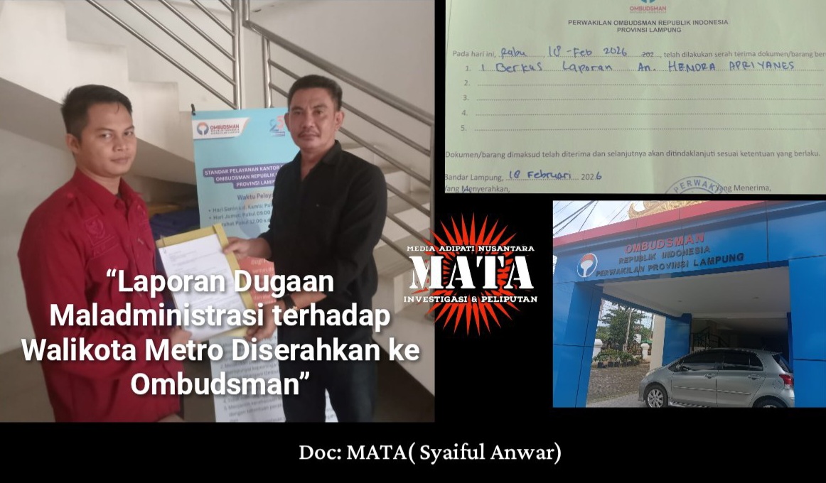“Laporan Dugaan Maladministrasi terhadap Walikota Metro Diserahkan ke Ombudsman”