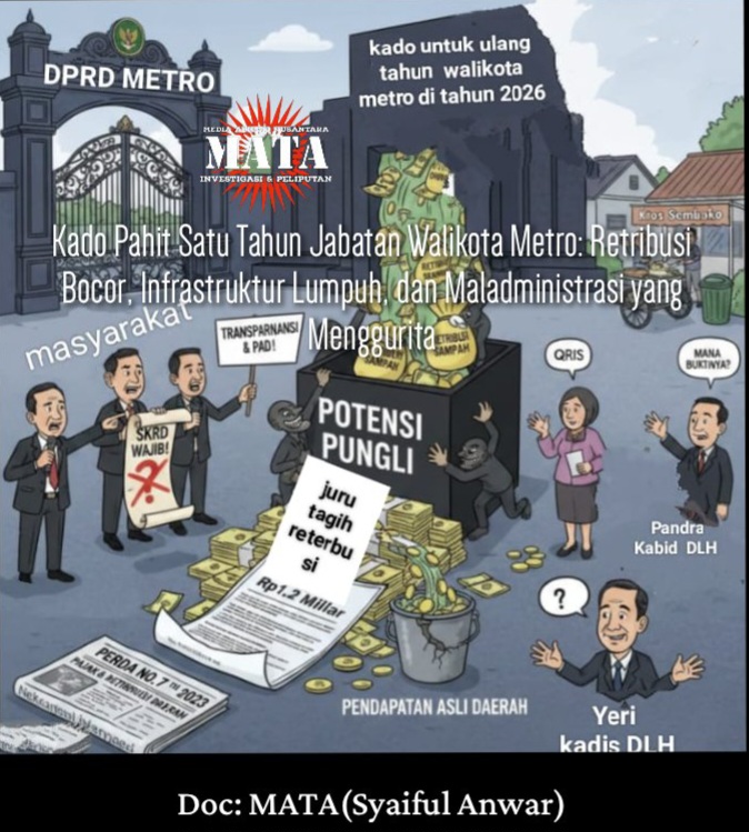 Kado Pahit Satu Tahun Jabatan Walikota Metro: Retribusi Bocor, Infrastruktur Lumpuh, dan Maladministrasi yang Menggurita