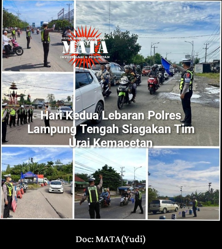 Hari Kedua Lebaran Polres Lampung Tengah Siagakan Tim Urai Kemacetan
