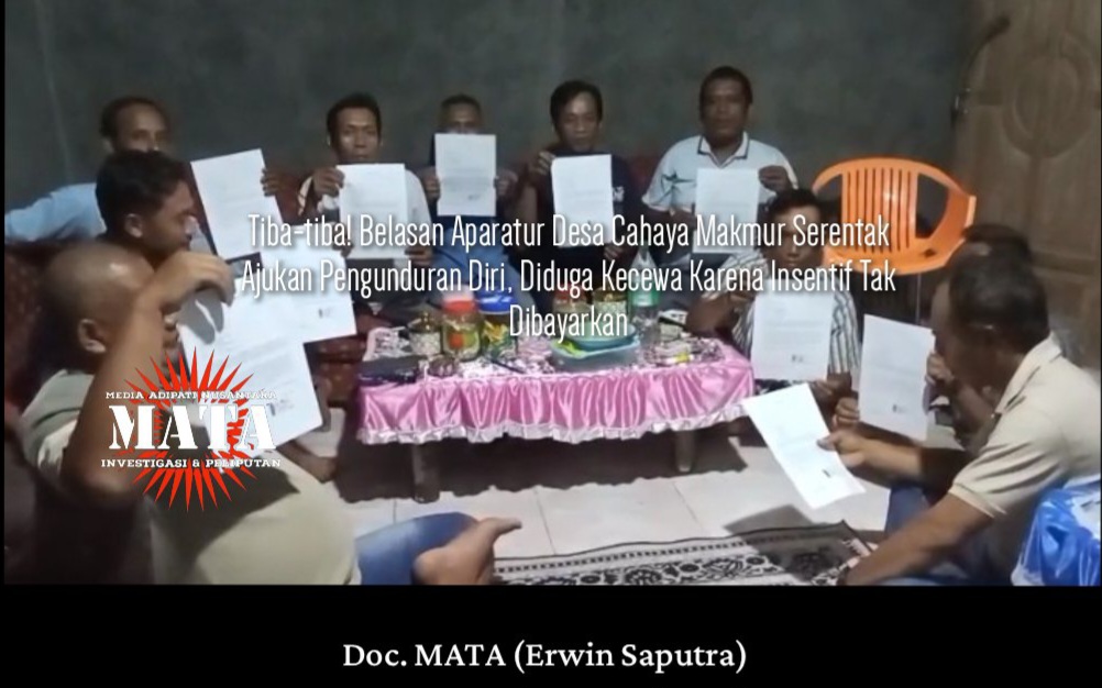 Tiba-tiba! Belasan Aparatur Desa Cahaya Makmur Serentak Ajukan Pengunduran Diri, Diduga Kecewa Karena Insentif Tak Dibayarkan