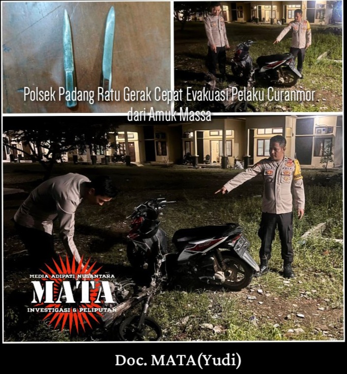 Polsek Padang Ratu Gerak Cepat Evakuasi Pelaku Curanmor dari Amuk Massa