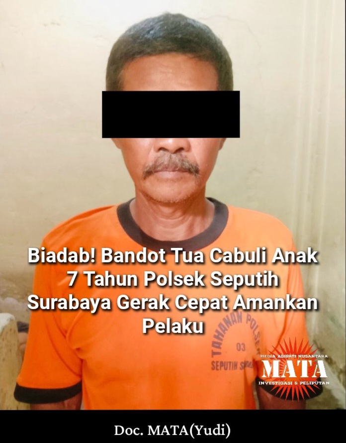 Biadab! Bandot Tua Cabuli Anak 7 Tahun Polsek Seputih Surabaya Gerak Cepat Amankan Pelaku