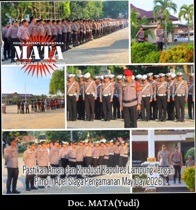 Pastikan Aman dan Kondusif Kapolres Lampung Tengah Pimpin Apel Siaga Pengamanan May Day 2026