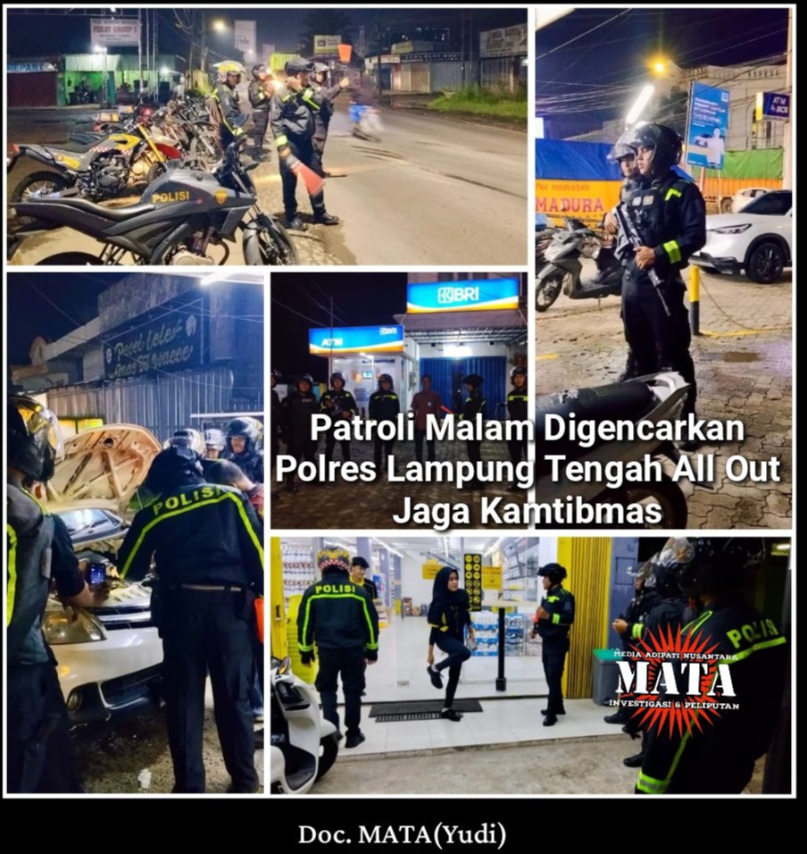 Patroli Malam Digencarkan Polres Lampung Tengah All Out Jaga Kamtibmas